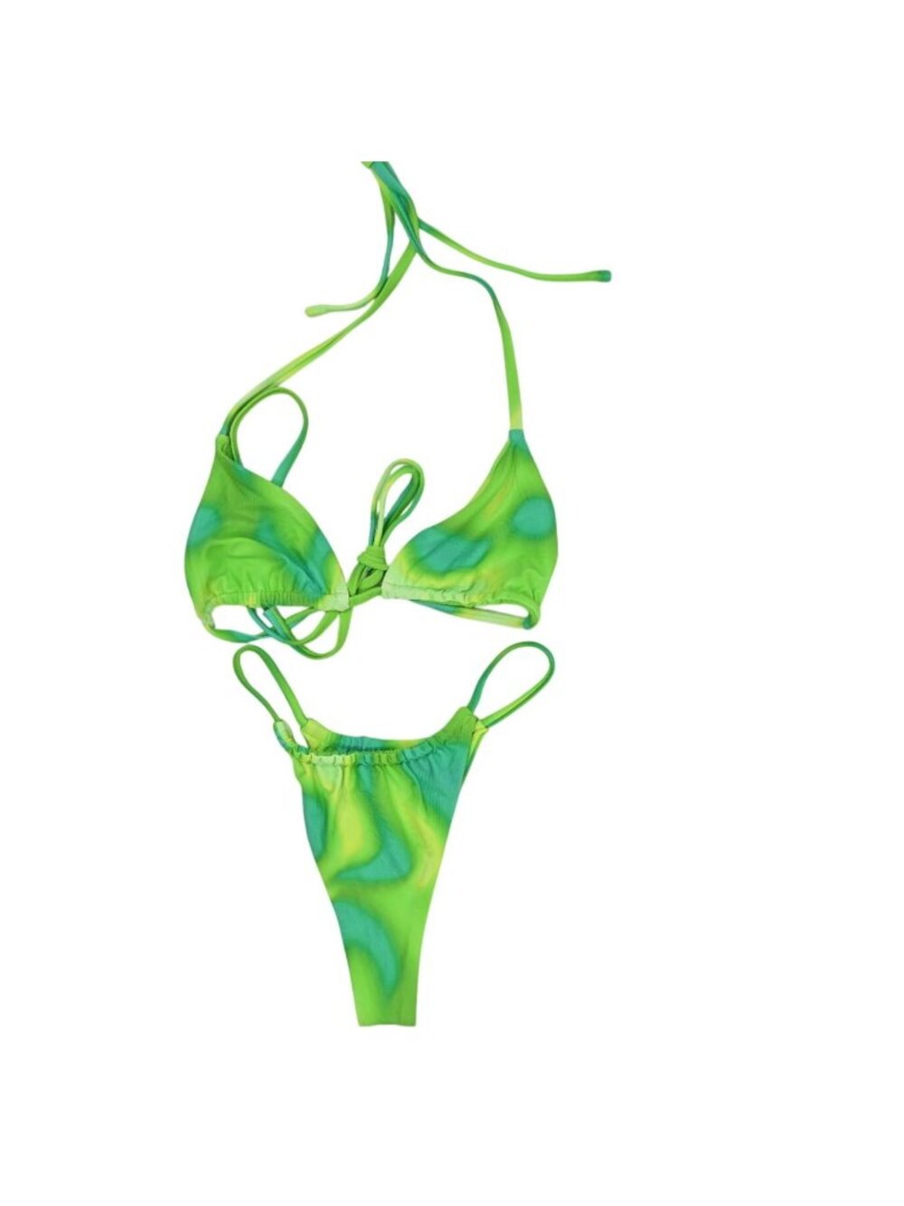 Outcast Tiedye Triangle Bikini Set in Green
